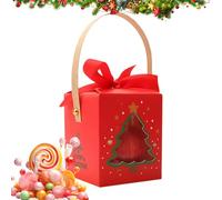 Cajas De Golosinas Navideñas,Contenedor de Chocolate con Ventana y Asa - Cajas para Envolver Dulces Navideños | para Frutas Reuniones Familiares Boutiques Oficina Profesores Estudiantes Vecinos