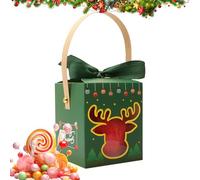 Cajas De Golosinas Navideñas - Contenedor De Snacks Con Ventana Y Asa | Cajas para Envolver Dulces Navideños,para Frutas Reuniones Familiares Boutiques Oficina Profesores Estudiantes Vecinos
