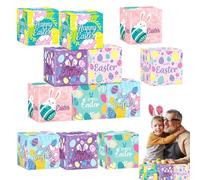 Cajas de huevos de Pascua - Juego de 12 paquetes de Pascua | Happy Easter reutilizables cajas de regalos, bolsas de regalo para niños, suministros para juegos de caza de huevos, cajas de regalo de