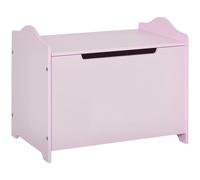Cajas de Juguetes HOMCOM para Niños, Baúl de Almacenamiento, Caja de Juguetes. Cilindro neumático de 60L x 40L x 48H cm, MDF rosa