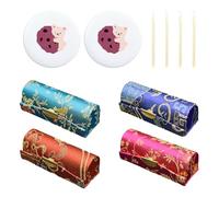 Cajas De Lápiz Labial De 4 Piezas, Espejos De Maquillaje Redondos De 2 Piezas Y Pinceles De Labios De 4 Piezas, Caja De Lápiz Labial Retro, Lindo Espejo De Maquillaje