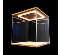 Cajas de Metacrilato Pequeña Caja de Almacenamiento de Acrílico Transparente, Vitrina de Iluminación de Fácil Apertura, Caja Transparente con Base Gruesa(35x35x40cm(14"x14"x16"))