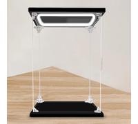 Cajas de Metacrilato Vitrina Apilable de Acrílico con Luz LED Fría, Expositor Transparente para Objetos Colección, Vitrinas para Figuras Diseño Puerta Frontal(Black Base,40x40x45cm)