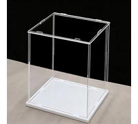 Cajas de Metacrilato Vitrina Autoensamblable para Figuras Coleccionables, Alta de Acrílico Transparente, Caja Organizadora Mostrador a Prueba Polvo(White Base,35x35x35cm)