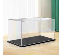 Cajas de Metacrilato Vitrina de Acrílico Transparente a Prueba de Polvo, Vitrina Rectangular de Acrílico para Objetos de Colección, Caja de Acrílico Grueso con Base de Madera y Plástico Negro.(50x30x3