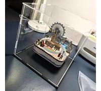 Cajas de Metacrilato Vitrina de Acrílico Transparente de 40 45 50 55 60 cm de Altura, Caja de Mostrador para Figuras y Muñecas, Contenedor de Almacenamiento Transparente(Black Base,25x25x25cm)