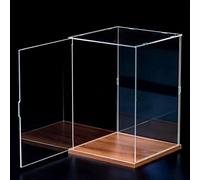 Cajas de Metacrilato Vitrina de Acrílico Transparente Sobremesa con Puerta, Plástico a Prueba Polvo para Figuras Acción / Objetos Colección(Walnut Wood,30x30x35cm)