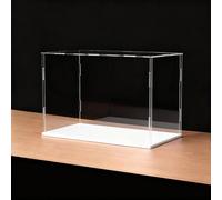 Cajas de Metacrilato Vitrina para Maquetas de Coches, Caja Acrílico Transparente para Figuras, Expositor para Guardar Colecciones(White Base,60x25x25cm)
