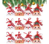 Cajas de Navidad 16 Unidades Con Rojas | Bolsas De Navideñas Para Piruletas Galletas Cupcakes Brownies Dónut Aperitivos Pasteles Familia Amigos Vecinos