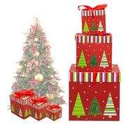 Cajas de Navidad anidadas, 3 piezas de torre de anidación de Navidad, cajas apilables de Navidad con tapas, caja apilable de Navidad para fiesta de Navidad