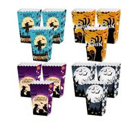 Cajas De Palomitas Para Fiesta De Halloween - 12 Piezas De Favor De Fiesta Para Cajas De Galletas - Contenedor para Aperitivos, Caramelos y Galletas para Noche de Cine y de Halloween para Niños