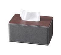 cajas de pañuelos cuadrados, Caja de pañuelos faciales rectangular de cuero sintético de madera con tapa multicolor y varios tamaños(Dark Gray,Small)