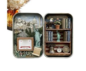 Cajas De Recuerdos Con ,Escena Patriótica 2D De Metal Vintage | Americano 1776-2026 Decorativa - Para Dormitorio Sala de Sala Oficina Oficina Escritorio Estante De Mesa Vacaciones Cumpleaños