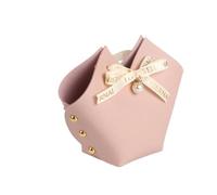 Cajas De Recuerdos De Boda 10 Uds distribuir bolsas de regalo de cuero rosa bolsa de recuerdo de boda for invitados Mini bolso con cinta caja de embalaje de dulces decoración de fiesta(C-pin)