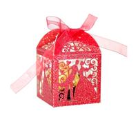 Cajas De Recuerdos De Boda Caja de papel brillante for dulces de boda, caja de embalaje for fiesta del Día de San Valentín, regalo pequeño de Chocolate, 50/100/200 Uds.(Glitter red,50_5X5X8CM(WITHOUT