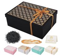 Cajas de Regalo 25 x 18 x 8.5 CM, Caja de Regalos Premium con Tapas y Cinta, para Cumpleaños, Navidad, Día de San Valentín, Boda, Aniversario, Día del Padre(Negro)