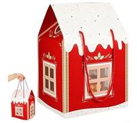 Cajas de regalo 3D Christmas Wonderland Cottage para organizar golosinas navideñas y mejorar la decoración de fiestas de Navidad con construcción fiable (rojo)
