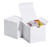 Cajas de regalo 7.6x7.6x7.6cm, 50 piezas, cajas de papel blanco con tapas para regalos, manualidades (blanco)
