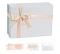 Cajas de regalo blancas con tapas, paquete de 1 paquete, caja de regalo pequeña de 22,9 x 16,8 x 10 cm, cajas de regalo plegables con cierre magnético para regalos, caja de propuesta de dama