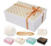 Cajas de regalo blancas para regalos, caja de regalo de 25 x 18 x 8,5 cm con tapas, cinta de seda y tarjeta de felicitación, especialmente diseñadas para el día de San Valentín, cumpleaños, vacaciones