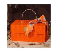 Cajas de regalo, Caja de regalo de mano con solapa, caja de almacenamiento, cinta, tarjeta de felicitación, cumpleaños, varias vacaciones, papel de regalo sorpresa, cajas vacías(Orange,24x12x11cm)