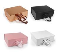 Cajas de regalo con forma de concha magnética for boda, cumpleaños, fiesta de Navidad, ropa, caja de embalaje de peluca, 2 uds.(Color:Black)