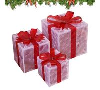 Cajas de regalo con iluminación LED, perlas LED de alambre de cobre, juego de grandes dimensiones pequeñas | Cajas de Navidad 'iluminación Lêd Ornament con mando a distancia, paquetes blancos cálidos