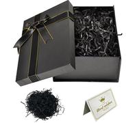 Cajas de Regalo con Tapas, 25 x 18 x 8.5 CM Caja de Regalo con Tapas y Cinta, Caja de Regalos Premium Especialmente Diseñadas para Cumpleaños, Navidad, Día de San Valentín (Negro)