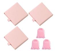 Cajas De Regalo De 3 Piezas Y Bolsas De Franela De 3 Piezas, Accesorios Para Embalaje De Joyas, Cajas De Regalo Para Joyas, Accesorios De Joyería (Rosa)