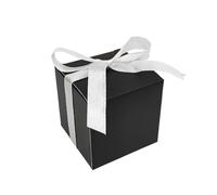 Cajas de regalo de boda Caja de dulces cuadrada 100 Uds., caja embalaje for recuerdo boda dulce con cinta, suministros for fiesta cumpleaños(Black)