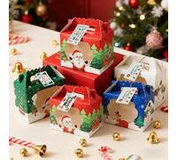 Cajas de regalo de de Navidad | Contenedores de almacenamiento reutilizables - de dulces de panadería de Navidad con ventana, para pasteles, cupcakes, brownies, chocolates