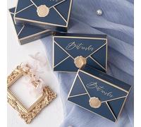 Cajas de regalo de galletas de 20 piezas, regalos de boda románticos linda caja de chocolate para boda nupcial suministros de fiesta de cumpleaños - azul