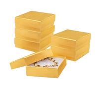Cajas de regalo de joyería, paquete de 6 cajas de cartón de 3.5 x 3.5 x 1 pulgadas, cajas de regalo pequeñas rellenas de algodón con tapas, para aretes, pulseras, collares, cajas de tarjetas de regalo