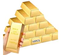 Cajas de regalo de ladrillo dorado, juego de 48 falsas, 5.5 x 3.2 x 1.7 pulgadas en cajas de regalo para tesoros piratas o noches de juego de casino