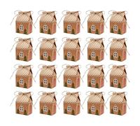 Cajas de regalo de Navidad, 20 cajas de regalo de fiesta de Navidad, 4.1 x 2.75 x 1.96 pulgadas, bolsas de dulces de papel kraft para casa pequeña