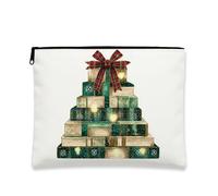 Cajas de regalo de Navidad, bolsa de maquillaje, bolsa de cosméticos verde vintage para mujeres, organizador portátil con cremallera, bolsa de aseo de invierno, Verde, 7x9 Inch, Cajas de regalo