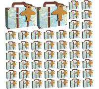 Cajas de regalo de papel Mini Mini de 50 piezas 3x1x2 '' Cajas de favor de papel con mango y tarjeta de avión Favores de fiestas fáciles de instalar Candy para cumpleaños Bodas Evento.