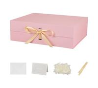 Cajas de regalo extra grandes con tapas, paquete de 3 cajas de regalo grandes de 19 x 16 x 6 pulgadas, caja de regalo grande rosa con cinta, cajas de regalo plegables para regalos jumbo para el día de