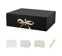 Cajas de regalo extra grandes con tapas, paquete de 3 cajas de regalo grandes de 19 x 16 x 6 pulgadas, caja de regalo grande negra con cinta, cajas de regalo plegables para regalos, caja de regalo