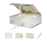 Cajas de regalo extragrandes con tapas, paquete de 3 cajas de regalo grandes de 16.5 x 13 x 5.3 pulgadas, caja de regalo grande plateada con cinta, cajas de regalo plegables para regalos, graduación,