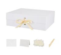 Cajas de regalo extragrandes con tapas, paquete de 3 cajas de regalo grandes de 19 x 16 x 6 pulgadas, caja de regalo grande blanca con cinta, cajas de regalo plegables para regalos, caja de regalo