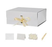 Cajas de regalo grandes con tapas, paquete de 5 cajas de regalo grandes plateadas de 13 x 11 x 5.3 pulgadas con cinta, caja de regalo de Navidad, cajas de regalo plegables para regalos, caja de