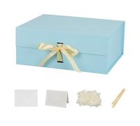Cajas de regalo grandes con tapas, paquete de 5 unidades de 13 x 11 x 5.3 pulgadas, caja de regalo grande azul con cinta, caja de regalo de Navidad, cajas de regalo plegables para regalos de padrino