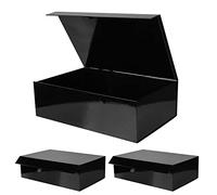 Cajas de regalo grandes negras para regalos con tapas de cierre magnético, 13.8 x 9.0 x 4.3 pulgadas, rectángulo de cartón duro, caja de regalo grande para hombres (paquete de 3)