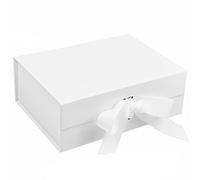 Cajas de regalo magnéticas con tapa, Cajas de regalo grandes de 265x190x80 mm para regalos, Caja de cartón plegable de lujo blanco con cierre magnético (2 piezas)