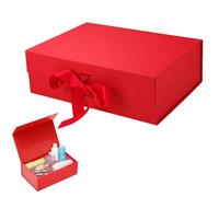 Cajas de Regalo Magnéticas con Tapas, 23 x 17 x 7 cm Caja de Regalo con Cinta, Cajas de Regalos para Presentaciones Rectángulo Plegable, Caja de Regalos Vacia, para Navidad, Cumpleaños(Rojo)
