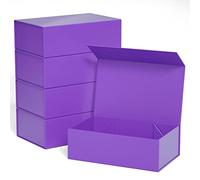 Cajas de regalo moradas de 12 x 6 x 4 pulgadas con tapa de cierre magnético, cajas de regalo para regalos, caja de regalo de dama de honor, bonita caja, caja de regalo de cumpleaños, lujo para embalaje de regalo, caja de regalo magnética para envolver regalos (púrpura/5 piezas)