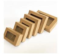 Cajas de regalo navidad 10 unids / lote Big Window Caja y Pequeño Papel Kraft Cartón de cartón Embalaje Caja de regalo Hecho A Mano Dulces for Decoraciones De Boda Caja De Regalo Caja de regalo navida