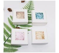 Cajas de regalo navidad Caja de caramelo de papel kraft de 50pcs transparente CLORURO DE POLIVINILO Estuche de jabón de ventana Boda Navidad Bebé Ducha Regalo de chocolate Cajas de embalaje Caja de re