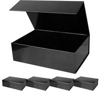 Cajas de regalo negras con tapas para regalos. Pequeñas cajas decorativas de regalo de 10.5 x 7 x 3 pulgadas, caja de propuesta de dama de honor para envolver regalos, embalaje de joyería para boda,
